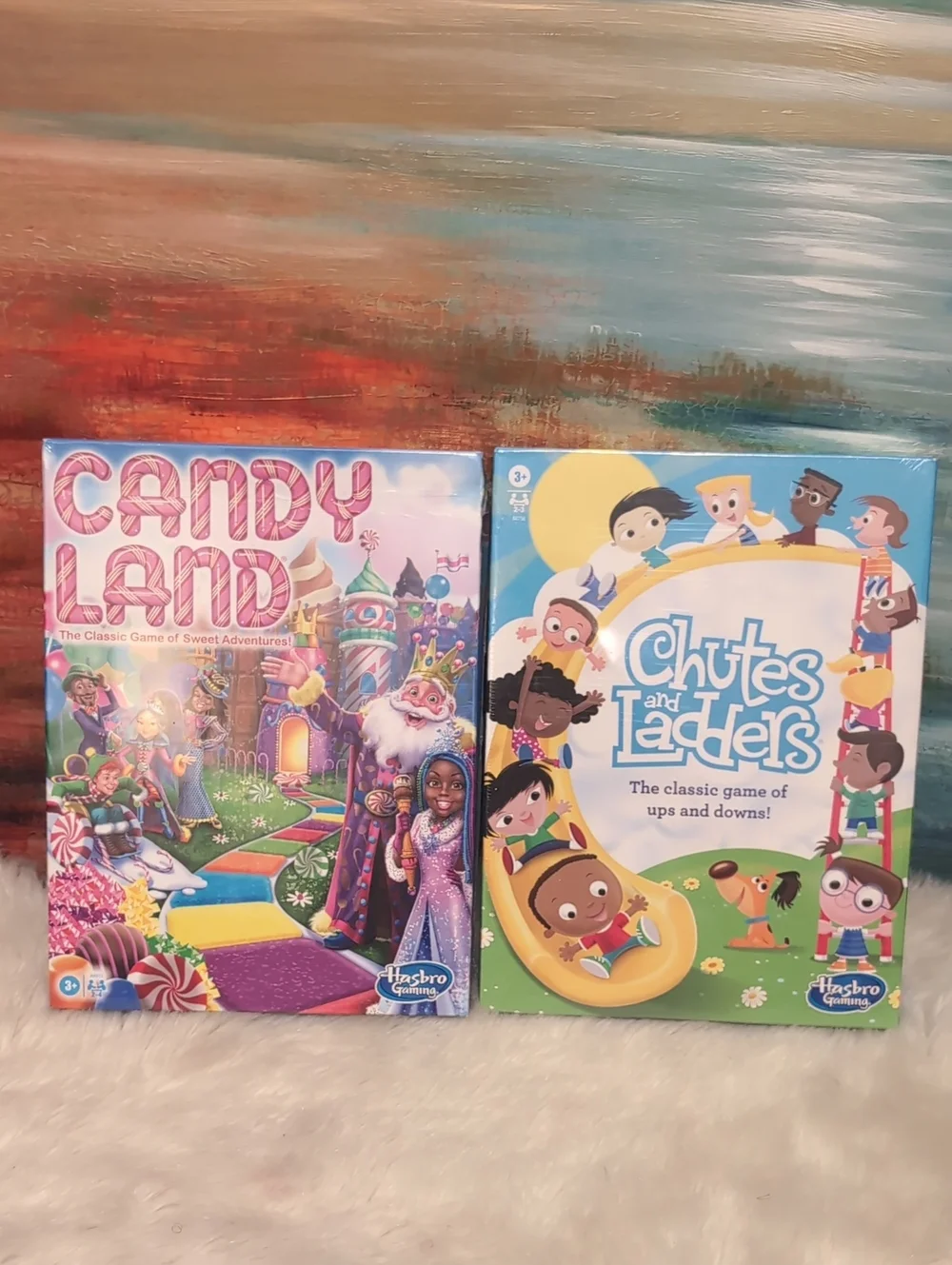 Hasbro Candy Land & Chutes and Ladders Board Games - Pink, Blue, Yellow, Green